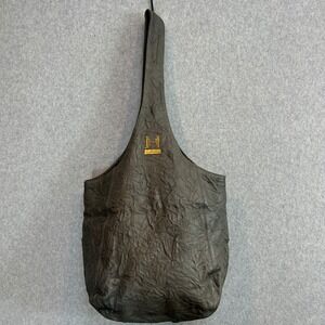 Halston Heritage Hobo Shoulder Bag Gray Crinkled Lamb Leather Slouchy Boho Purse